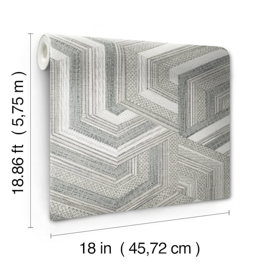 RoomMates Geo Puzzle Faux Grasscloth Peel & Stick Wallpaper
